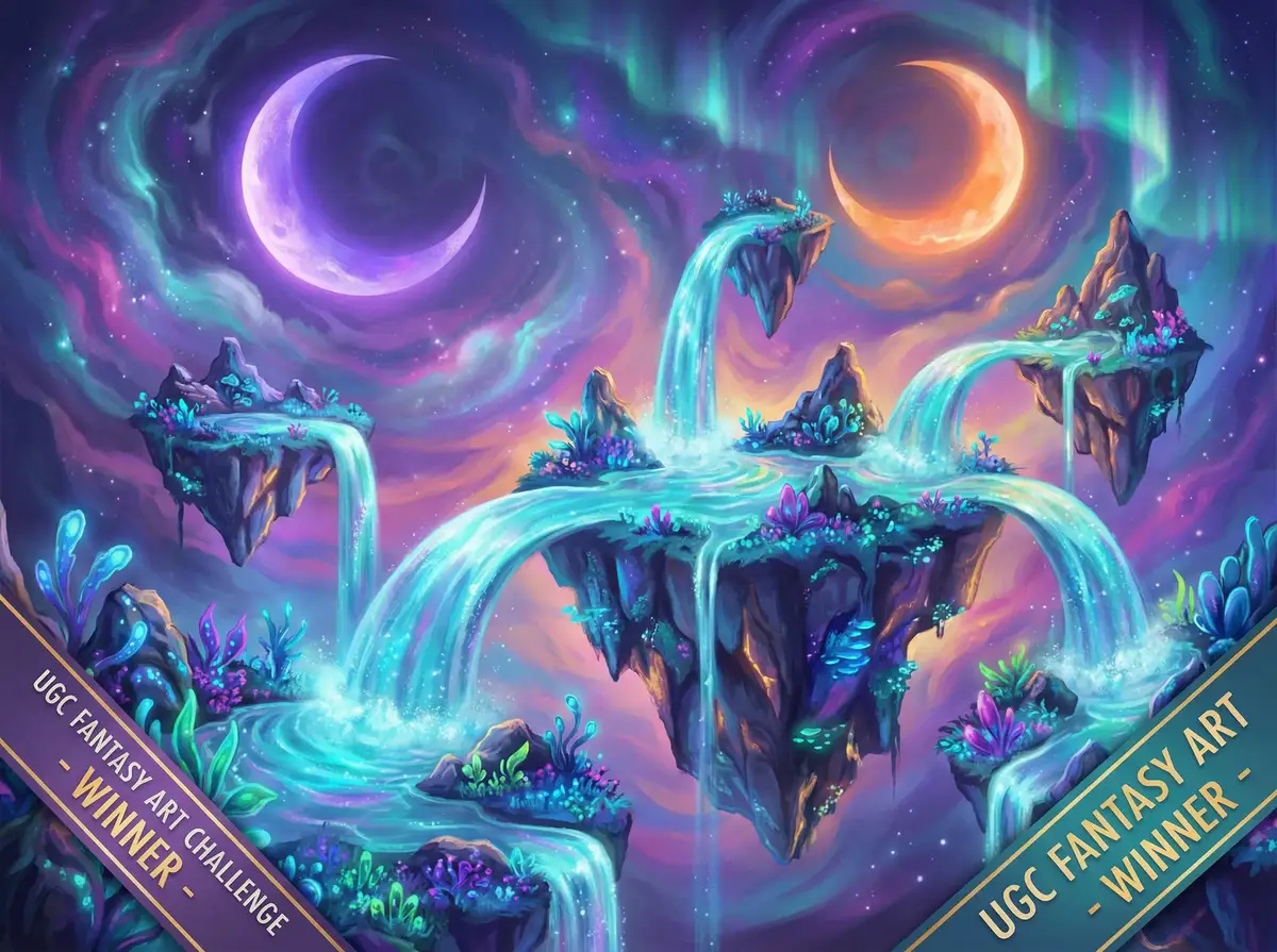 每日大赛 参赛作品 - 浮岛幻境奇幻数字绘画